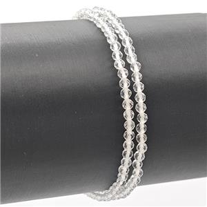 Natural Clear Quartz Bracelet Faceted Round Stretchy, approx 3-3.5mm [BR11036]