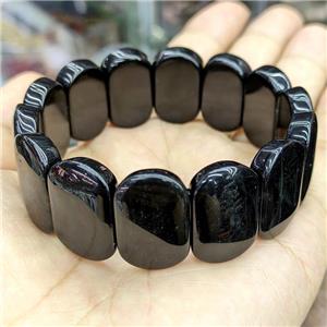 Natural Black Obsidian Bracelet Stretchy, approx 15-24mm [BR11046]