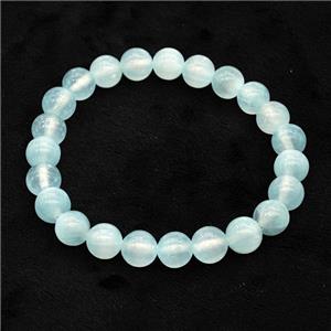 Teal Selenite Bracelet Stretchy Round, approx 8mm [BR11054]