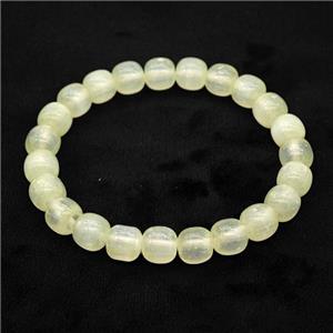 Lt.yellow Selenite Bracelet Stretchy Barrel, approx 8x8mm [BR11062]