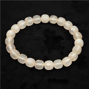 Lt.yellow Selenite Bracelet Stretchy Barrel, approx 8x8mm [BR11065]
