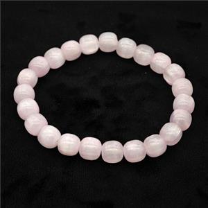 Pink Selenite Bracelet Stretchy Barrel, approx 8x8mm [BR11066]