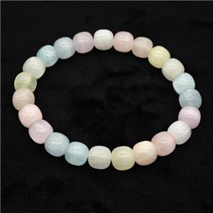 Selenite Bracelet Stretchy Barrel Multicolor, approx 8x8mm [BR11067]