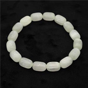 Whitegray Selenite Bracelet Stretchy Barrel, approx 8x12mm [BR11071]