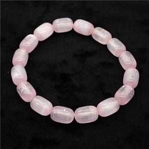 Pink Selenite Bracelet Stretchy Barrel, approx 8x12mm [BR11072]