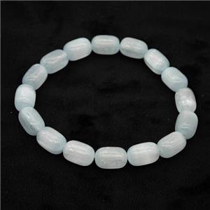 Blue Selenite Bracelet Stretchy Barrel, approx 8x12mm [BR11073]