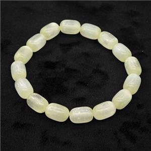 Lt.yellow Selenite Bracelet Stretchy Barrel, approx 8x12mm [BR11076]
