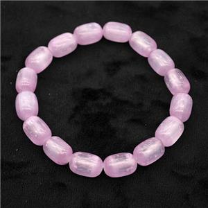Pink Selenite Bracelet Stretchy Barrel, approx 8x12mm [BR11077]