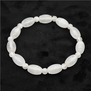 White Selenite Bracelet Stretchy Rice, approx 8x12mm [BR11082]