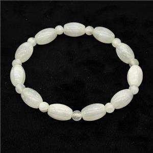 Whitegray Selenite Bracelet Stretchy Rice, approx 8x12mm [BR11083]