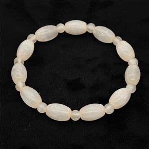 Beige Selenite Bracelet Stretchy Rice, approx 8x12mm [BR11086]