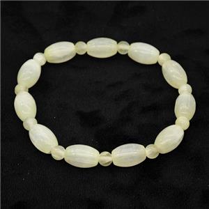 Lt.yellow Selenite Bracelet Stretchy Rice, approx 8x12mm [BR11087]