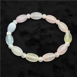 Selenite Bracelet Stretchy Rice Multicolor, approx 8x12mm [BR11089]