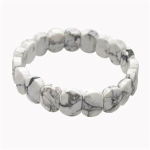 White Howlite Turquoise Bracelet Stretchy, approx 11-15mm [BR11110]