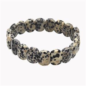 Black Dalmatian Jasper Bracelet Stretchy, approx 11-15mm [BR11122]