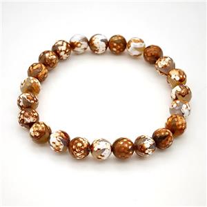 Tibetan Agate Bracelet Faceted Round Stretchy, approx 8mm [BR11135]