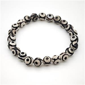 Tibetan Agate Bracelet Faceted Round Stretchy, approx 8mm [BR11138]