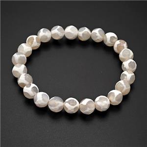 Tibetan Agate Bracelet Faceted Round Stretchy, approx 8mm [BR11140]
