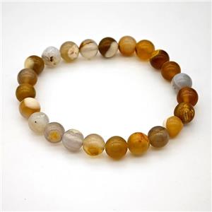 Natural Agate Bracelet Dye Smooth Round Stretchy, approx 8mm [BR11158]