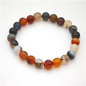 Natural Fancy Agate Bracelet Smooth Round Stretchy, approx 8mm [BR11161]