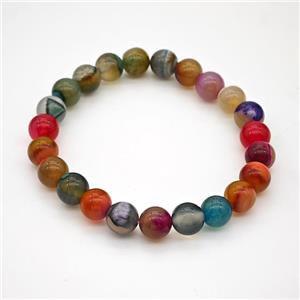 Natural Agate Bracelet Dye Smooth Round Stretchy, approx 8mm [BR11162]