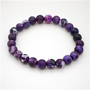 Fire Agate Bracelet Purple Smooth Round Stretchy, approx 8mm [BR11167]