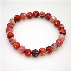 Fire Agate Bracelet Red Smooth Round Stretchy, approx 8mm [BR11168]