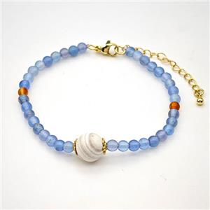 Blue Agate Bracelet Dye, approx 10mm, 4mm [BR11174]
