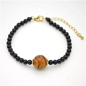 Black Onyx Agate Bracelet, approx 12mm, 4mm [BR11175]