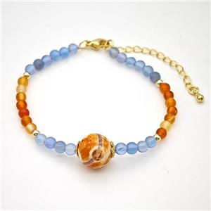 Blue Red Agate Bracelet Dye, approx 12mm, 4mm [BR11177]