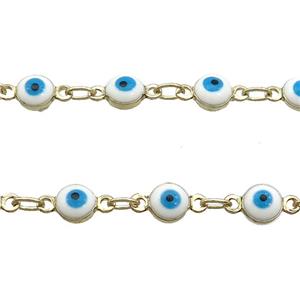 Copper Chain Evil Eye Lampwork Gold Plated, approx 5mm [CH10742]
