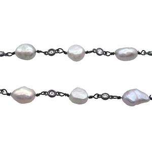 Copper Chain With Pearl Black Plated, approx 8-10mm, 4mm [CH10753]
