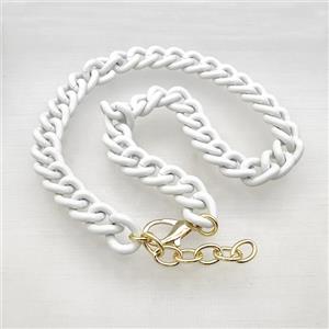 Aluminium Necklace White Painted, approx 13-16mm, 40-45cm length [CH10885]