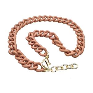 Aluminium Necklace Peach Painted, approx 13-16mm, 40-45cm length [CH10887]
