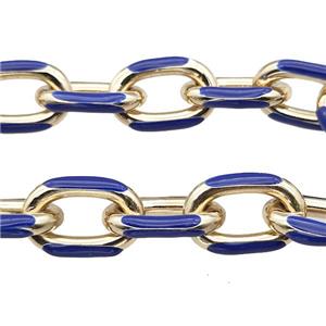 Aluminium Rolo Chain Lapis Blue Enamel Gold Plated, approx 15-21mm [CH10890]