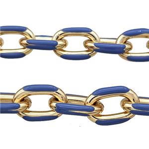 Aluminium Rolo Chain Blue Enamel Gold Plated, approx 15-21mm [CH10892]