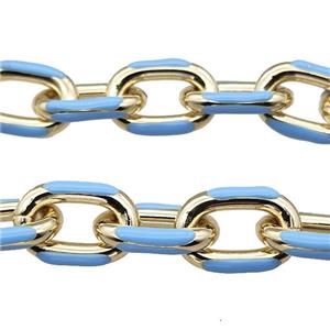 Aluminium Rolo Chain Blue Enamel Gold Plated, approx 15-21mm [CH10896]