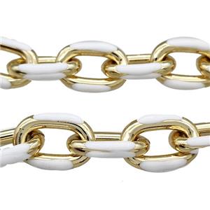 Aluminium Rolo Chain White Enamel Gold Plated, approx 15-21mm [CH10897]