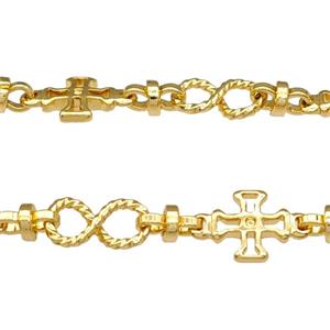 Copper Chain Infinity Cross Gold Plated, approx 5-9mm, 7mm [CH10919]