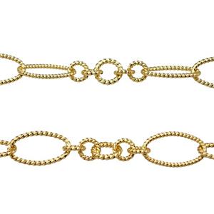 Copper Chain Gold Plated, approx 6mm, 8mm, 9-16.5mm [CH10926]