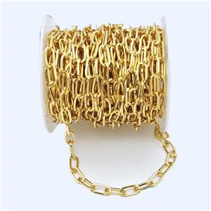 Iron Paperclip Chain Gold Plated, approx 6-13mm [CH10981]