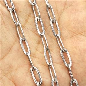 Copper Paperclip Chain Platinum Plated, approx 6-14mm [CH10986]