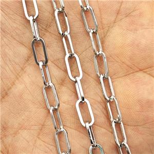 Copper Paperclip Chain Platinum Plated, approx 5-10mm [CH10988]