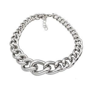 Aluminum Chain Necklace Platinum Plated, approx 12-30mm, 45cm length [CH11002]