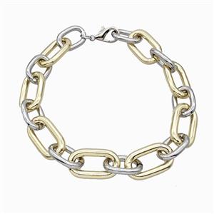 Aluminum Chain Necklace Gold Plated, approx 20-30mm, 22-40mm, 45cm length [CH11008]