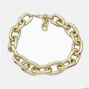 Aluminum Chain Necklace Gold Plated, approx 25-40mm, 7mm, 45cm length [CH11009]