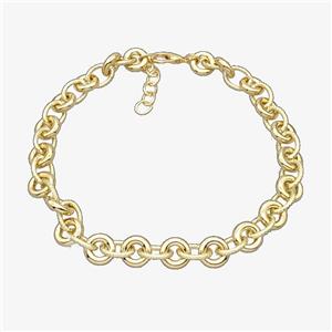 Aluminum And Alloy Chain Necklace Gold Plated, approx 15mm, 13-17mm, 45cm length [CH11012]