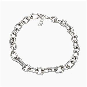Aluminum Chain Necklace Platinum Plated, approx 14-18mm, 14-22mm, 45cm length [CH11015]