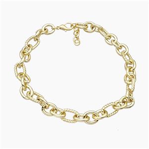 Aluminum Chain Necklace Gold Plated, approx 14-18mm, 14-22mm, 45cm length [CH11016]