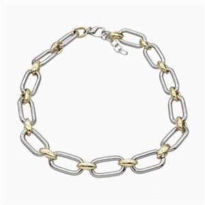 Aluminum Chain Necklace Gold Plated, approx 16-30mm, 12-16mm, 45cm length [CH11018]